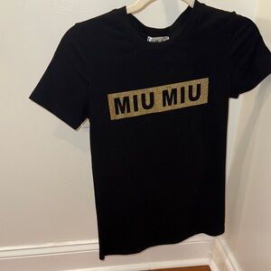 Miu Miu Black Tee with Gold Accents